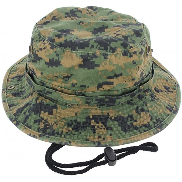 Sun Hats 100% Cotton Boonie Fishing Bucket Men Safari Summer String Hat Cap - Digitalcamo - C511WT1A8PB $13.58