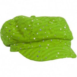 Newsboy Caps Glitter Sequin Trim Newsboy Style Relaxed Fit Cap - Lime Green - CO11993S2QZ $8.82