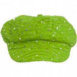 Newsboy Caps Glitter Sequin Trim Newsboy Style Relaxed Fit Cap - Lime Green - CO11993S2QZ $8.82