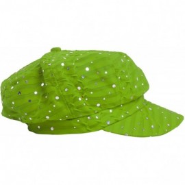 Newsboy Caps Glitter Sequin Trim Newsboy Style Relaxed Fit Cap - Lime Green - CO11993S2QZ $8.82
