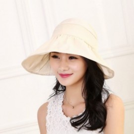Sun Hats Fashion Wide Large Brim Sun Hat Summer UV Protection Thin Hat 2 in 1 Beach Sun Hat- or Gift for Women (Beige) - CA18...