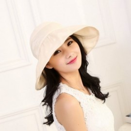Sun Hats Fashion Wide Large Brim Sun Hat Summer UV Protection Thin Hat 2 in 1 Beach Sun Hat- or Gift for Women (Beige) - CA18...