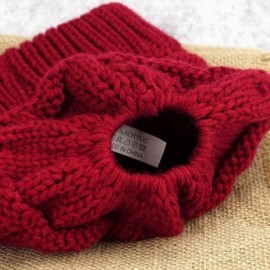 Skullies & Beanies Women's Ponytail Beanie Hat Soft Stretch Cable Knit Hat Warm Winter Hat - Red - CR18LRTALDM $8.91