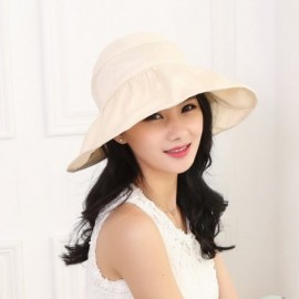 Sun Hats Fashion Wide Large Brim Sun Hat Summer UV Protection Thin Hat 2 in 1 Beach Sun Hat- or Gift for Women (Beige) - CA18...