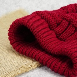 Skullies & Beanies Women's Ponytail Beanie Hat Soft Stretch Cable Knit Hat Warm Winter Hat - Red - CR18LRTALDM $8.91