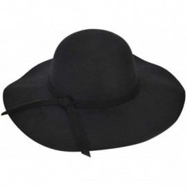 Sun Hats Fashion Women Ladies Floppy Wide Brim Wool Felt Bowler Beach Hat Sun Cap Summer Outfits - A1-black - CD18HI54SLL $13.85