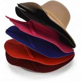 Sun Hats Fashion Women Ladies Floppy Wide Brim Wool Felt Bowler Beach Hat Sun Cap Summer Outfits - A1-black - CD18HI54SLL $13.85