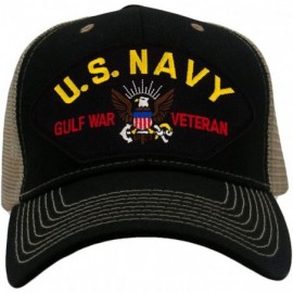 Baseball Caps US Navy- Gulf War Veteran Hat/Ballcap (Black) Adjustable One Size Fits Most - Mesh-back Black & Tan - C018ORU4N...