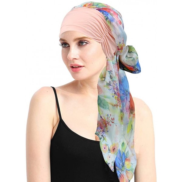 Skullies & Beanies Chemo Headwear Headwrap Scarf Cancer Caps Gifts for Hair Loss Women - Vibrant Rainbow - C218EIQK6EQ $16.10