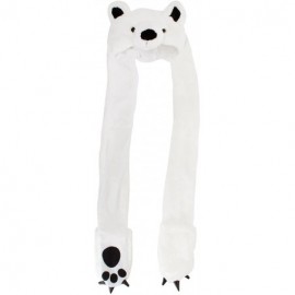 Skullies & Beanies 3-in-1 Multi-Functional Animal Hat- Scarf- Mitten Combo - White Bear - CT11H5U6MXJ $15.79