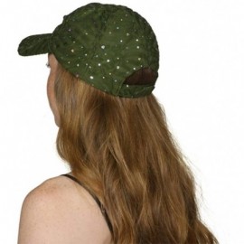 Baseball Caps Womens Sequin Trim Baseball Cap - Olive - CX11THI9SSD $12.81