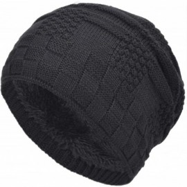 Skullies & Beanies Oversized Unisex Fleece Lined Slouchy Beanie Soft Thick Warm Winter Knitted Beanie Ski Hat - C518Y95ALNA $...