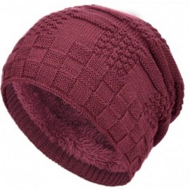 Skullies & Beanies Oversized Unisex Fleece Lined Slouchy Beanie Soft Thick Warm Winter Knitted Beanie Ski Hat - C518Y95ALNA $...