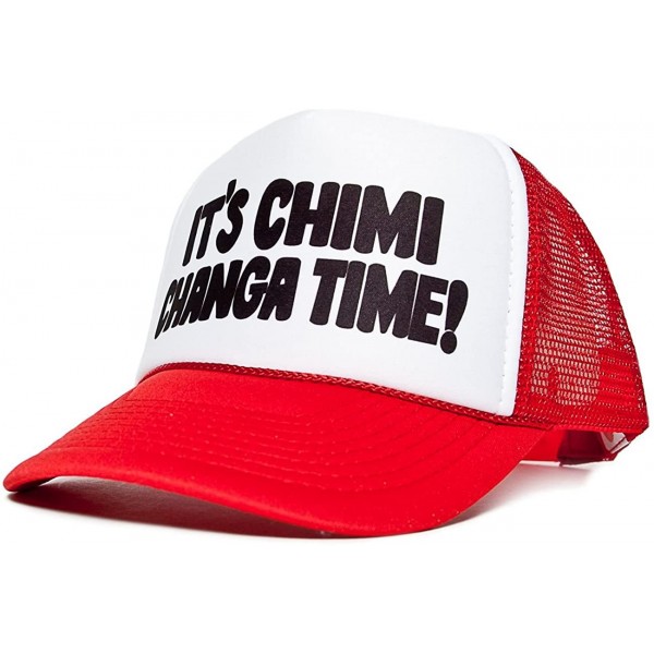 Baseball Caps It's Chimichanga Time Unisex-Adult Trucker One-Size Hat White/Red - CZ11I7BZ3T9 $11.06