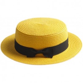 Sun Hats Adult Boater Caps Straw Hats - Yellow - CT12E1V41MN $12.53