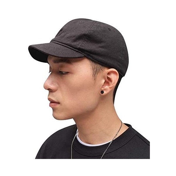 Baseball Caps Short Bill Baseball Cap Plain Hiphop Dad Hat Cooling Trucker Hat - Black - C818WX90MA7 $18.43