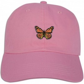 Baseball Caps Monarch Butterfly Embroidered Dad Cap Hat Adjustable Polo Style Unconstructed - Lt. Pink - CP189AM2Q0N $13.90