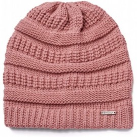 Skullies & Beanies Knitted Beanie Hat for Women & Men - Deliciously Soft Chunky Beanie - Pink - CO18N6WLHHX $9.85