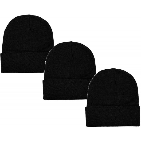 Skullies & Beanies Unisex Beanie Cap Knitted Warm Solid Color - Black - C818XGIA8US $10.66