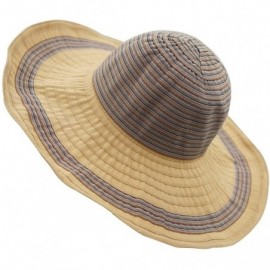 Sun Hats Women Beach Sun Hat Packable Wide Brim Cotton Hat with Inner Drawstring - Khaki - CZ18GQ7URO4 $9.73