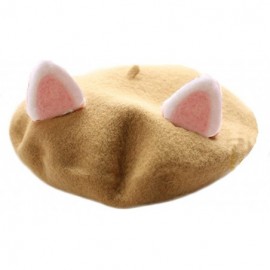 Berets Women's Cute Lolita Cat Beret Cap Painter Hat Sweet Students - Brown - CI188ARXIT3 $17.91