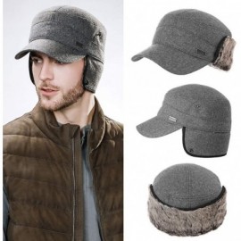 Baseball Caps Mens Womens Winter Wool Baseball Cap with Ear Flaps Faux Fur Earflap Trapper Hunting Hat for Cold Weather - CD1...