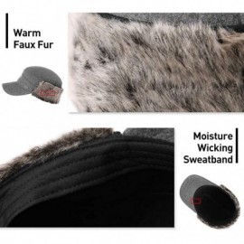 Baseball Caps Mens Womens Winter Wool Baseball Cap with Ear Flaps Faux Fur Earflap Trapper Hunting Hat for Cold Weather - CD1...