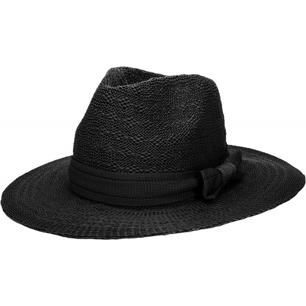 Fedoras Coco Women's Open Knit Fedora Hat - Black - CF18C5NERYW $16.89