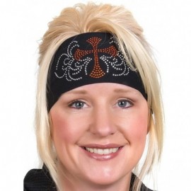 Headbands Head Wrap - Womens Wide Headbands - Biker Chick Headwear - Cross (6 Colors) - Orange/Clear - CH11IH39YKB $17.63