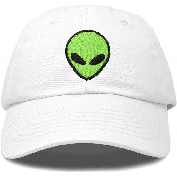 Baseball Caps Alien Head Baseball Cap Mens and Womens Hat - White Neon Green - CN18M63SLGK $24.90