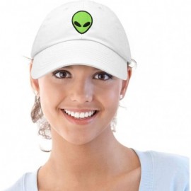 Baseball Caps Alien Head Baseball Cap Mens and Womens Hat - White Neon Green - CN18M63SLGK $13.07