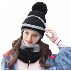 Skullies & Beanies Winter Hat Beanie with Mask Soft Scarf Pack of 3 Women's Knit Beanie Warm Caps - Black - C418K6XZLOO $19.35