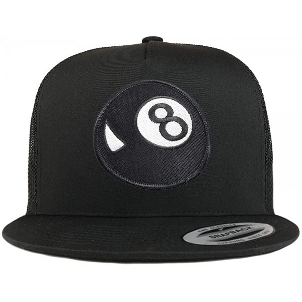 Baseball Caps 5 Panel Magic 8 Ball Patch Flatbill Mesh Cap - Black - CT18HM3OC6A $15.91