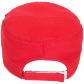 Newsboy Caps Adjustable Cotton Military Style Studded Front Army Cap Cadet Hat - Diff Colors Avail - Fuchsia Red - C511KUTXNN...