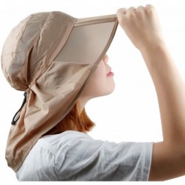 Sun Hats Women Sun Protection Hat-Ultra Thin Lightweight Foldable Garden Flap Cap - 01-khaki - CI12EMMFA7F $13.24