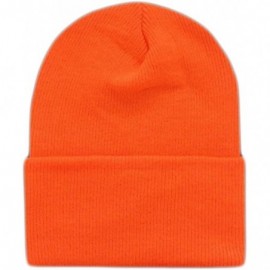 Skullies & Beanies Brand. Wholesale 4 Pieces Unisex Neon Knit Long Cuff Ski Plain Beanie Hats Cap Solid Color Beany - Neon Or...