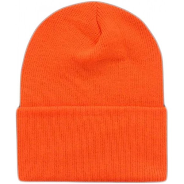 Skullies & Beanies Brand. Wholesale 4 Pieces Unisex Neon Knit Long Cuff Ski Plain Beanie Hats Cap Solid Color Beany - Neon Or...