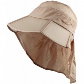 Sun Hats Women Sun Protection Hat-Ultra Thin Lightweight Foldable Garden Flap Cap - 01-khaki - CI12EMMFA7F $13.24