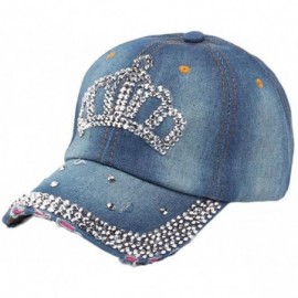 Bucket Hats Caps- Vintage Women Diamond Jean Hat Denim Baseball Flat Cap (B) - CH12NRKG6JD $7.85