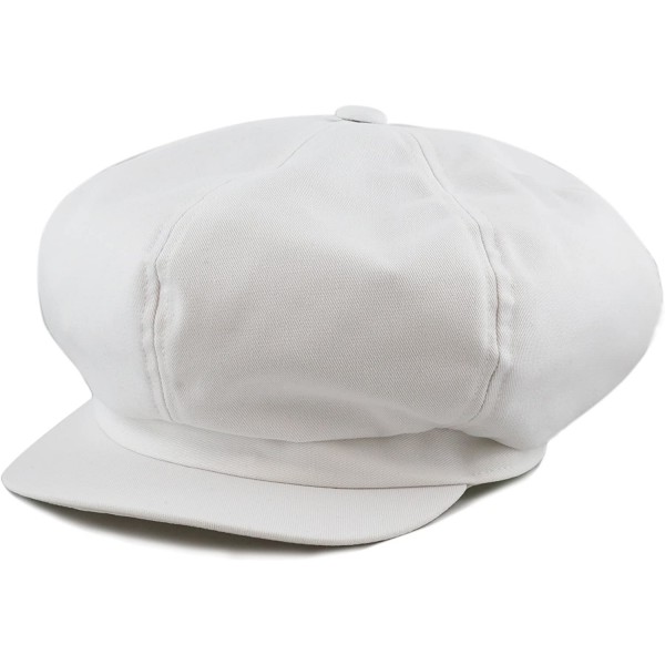 Newsboy Caps Exclusive Cotton Newsboy Gatsby Applejack Cabbie Plain Hat Made in USA - White - C512O28C4SW $13.13