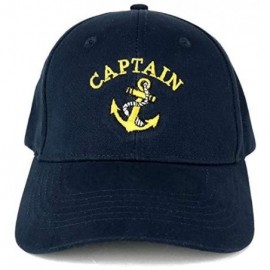 Baseball Caps Captain Anchor Embroidered Deluxe 100% Cotton Cap - Navy - CO126FYTKGV $20.87