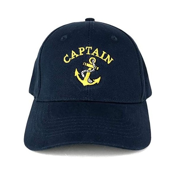 Baseball Caps Captain Anchor Embroidered Deluxe 100% Cotton Cap - Navy - CO126FYTKGV $20.87