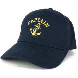 Baseball Caps Captain Anchor Embroidered Deluxe 100% Cotton Cap - Navy - CO126FYTKGV $20.87