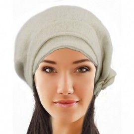 Berets Women's Reversible Wool Beret Hat - Flower Accented - White - CO11Q68OAWP $21.37