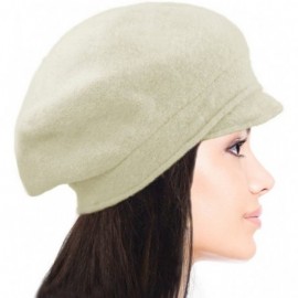 Berets Women's Reversible Wool Beret Hat - Flower Accented - White - CO11Q68OAWP $21.37