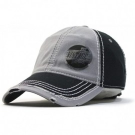 Baseball Caps Washed Cotton Distressed with Heavy Stitching Adjustable Baseball Cap - Black/Gray/Black - C118K35QIGX $11.11