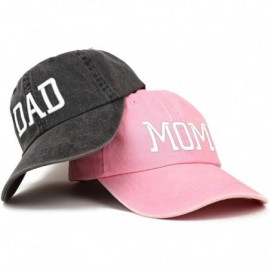 Baseball Caps Capital Mom and Dad Pigment Dyed Couple 2 Pc Cap Set - Pink Black - CT18I9OOXXA $28.86