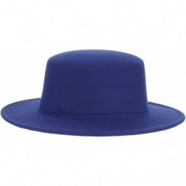 Fedoras Adult Women Men Flat Top Hat Fedora Hats Trilby Caps Panama Hat Jazz Cap - Blue - CI180ERW7HR $12.86