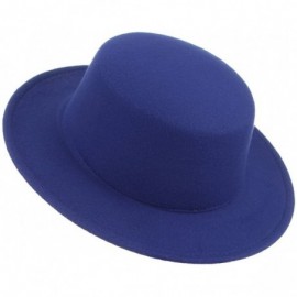 Fedoras Adult Women Men Flat Top Hat Fedora Hats Trilby Caps Panama Hat Jazz Cap - Blue - CI180ERW7HR $12.86