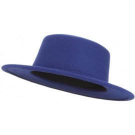 Fedoras Adult Women Men Flat Top Hat Fedora Hats Trilby Caps Panama Hat Jazz Cap - Blue - CI180ERW7HR $12.86